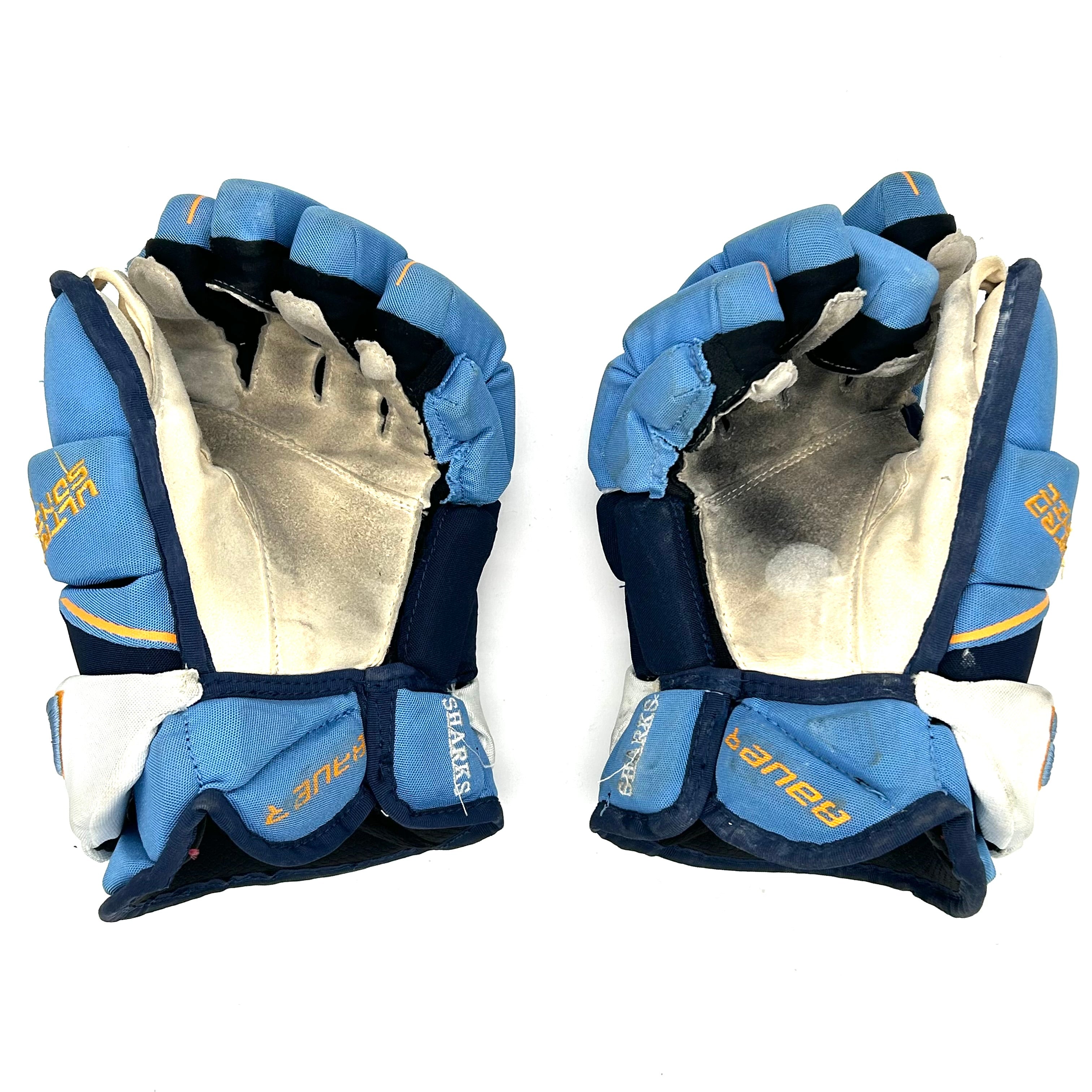 Bauer Supreme Ultrasonic - Gants Pro Stock d'occasion (bleu/jaune)